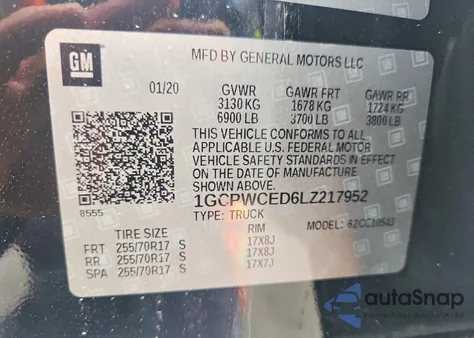 2020 Chevrolet Silverado C1500 Lt from USA, damaged, VIN 1GCPWCED6LZ217952